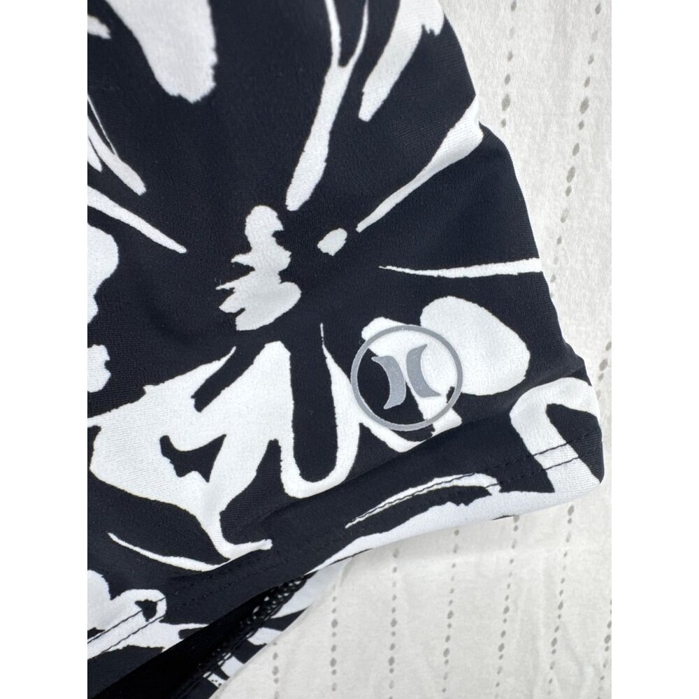 Hurley Womens Swimsuit Sz L Black/White Floral Tropical Hawaiian Beachy 1-Piece - Picture 3 of 11
